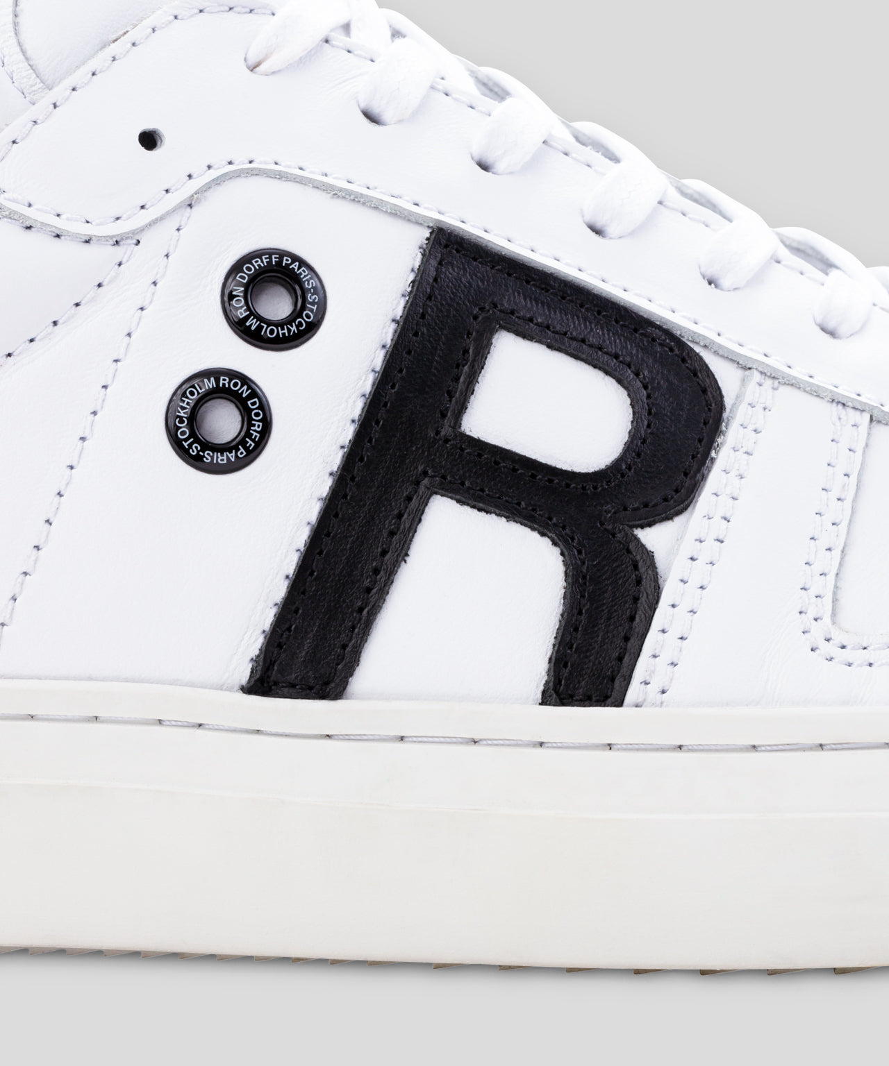 Chaussures de sport en cuir à imprimé RD: Blanc