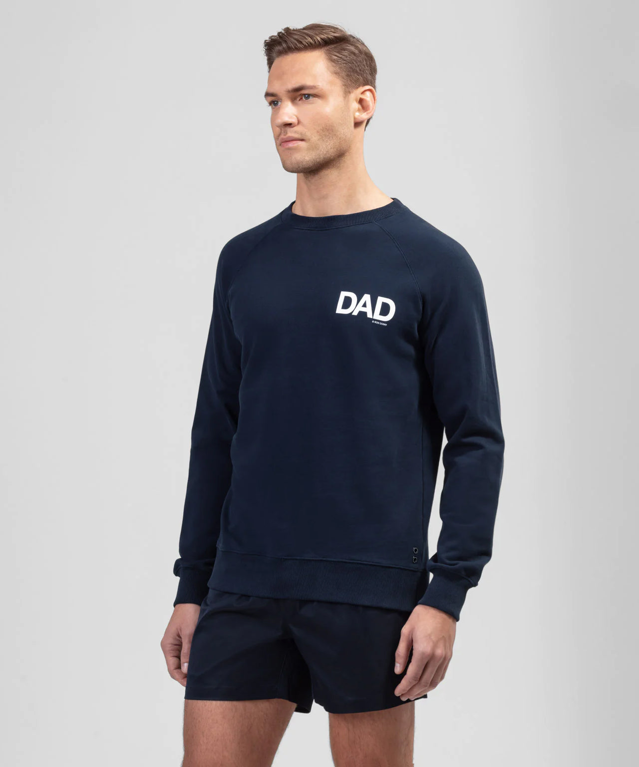 Sweatshirt en coton organique à imprimé DAD: Bleu marine