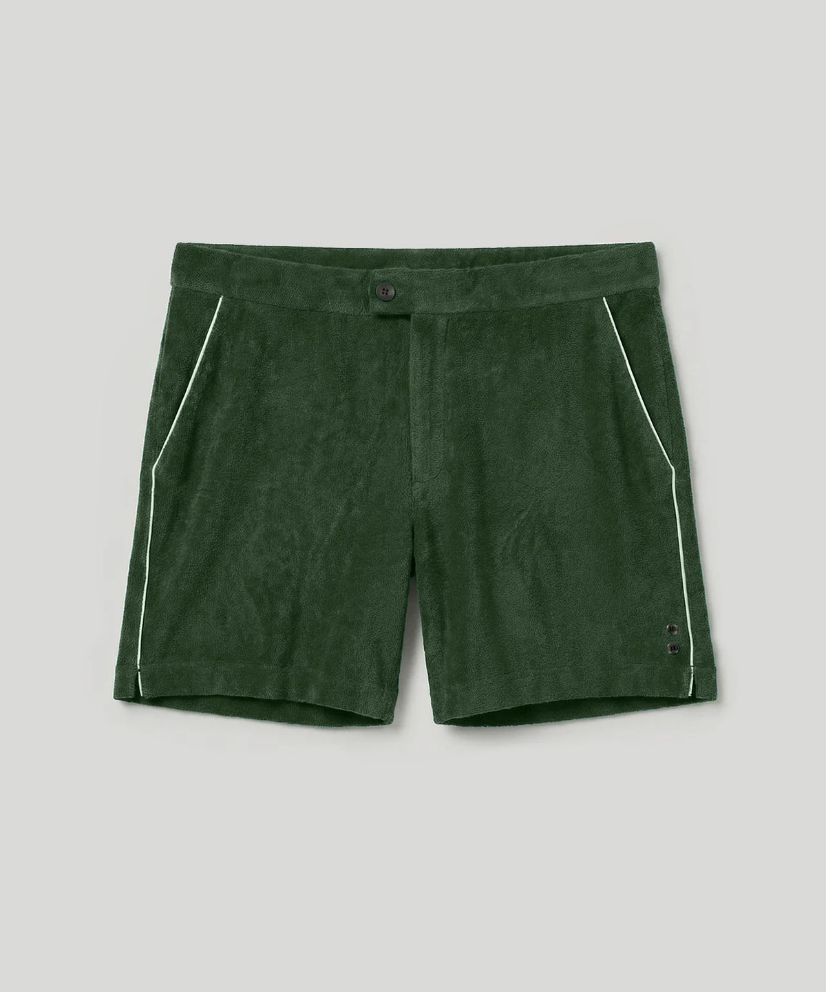 Cotton Terry Tennis Shorts w. Piping: Court Green