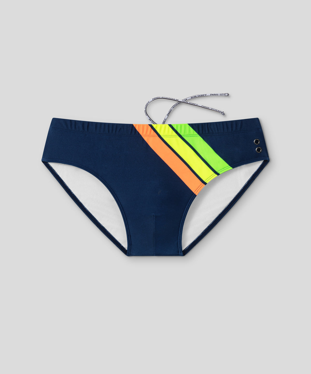 Swim Briefs Neon Stripes: Navy