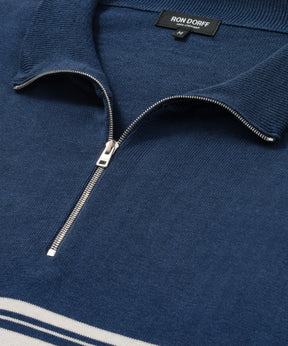 Polo à manches longues en coton soie: Bleu foncé