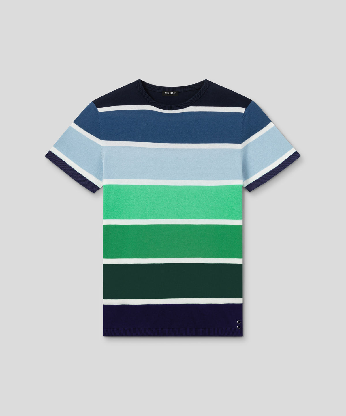 Knitted T-Shirt w. Big Stripes: Pine Green