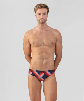 Slip de bain Slim à larges carreaux: Bleu marine