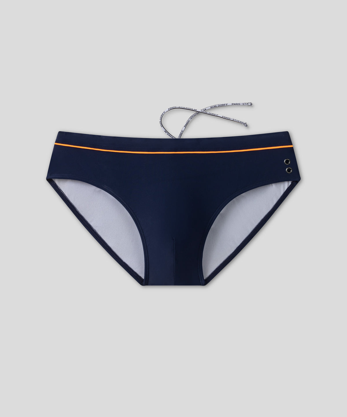 Slip de bain avec passepoil: Bleu marine/orange fluo