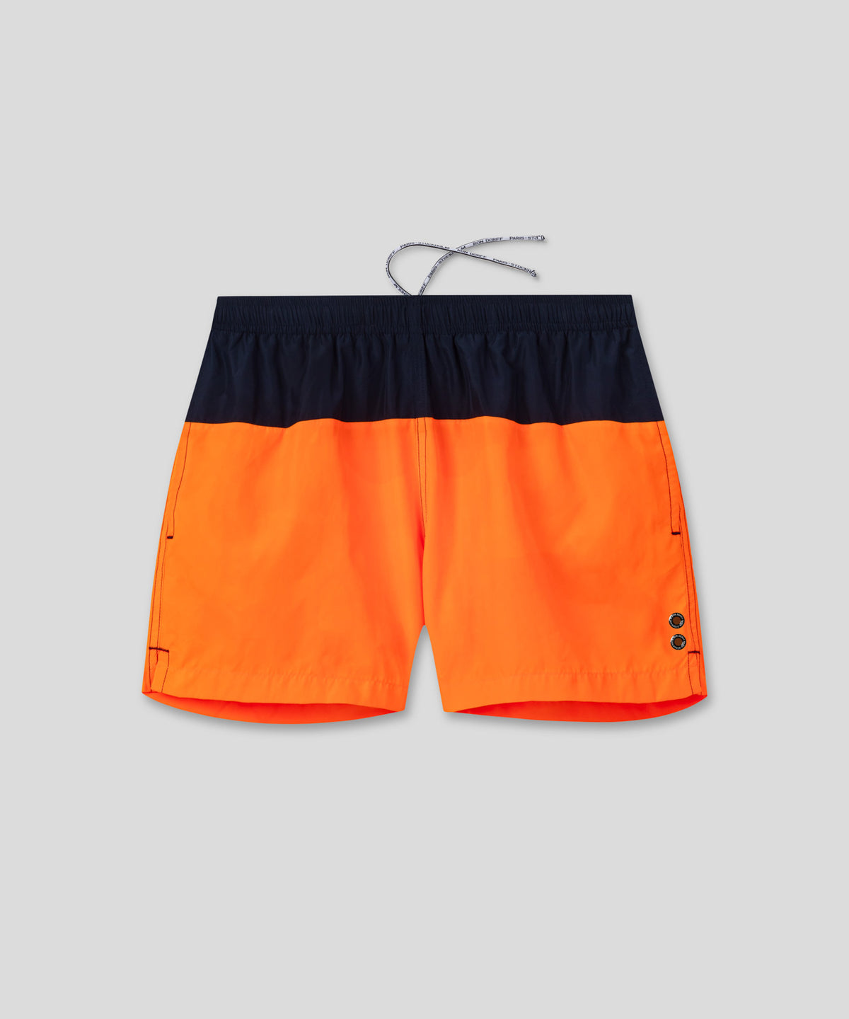 Short de bain bicolore: Bleu marine/orange fluo