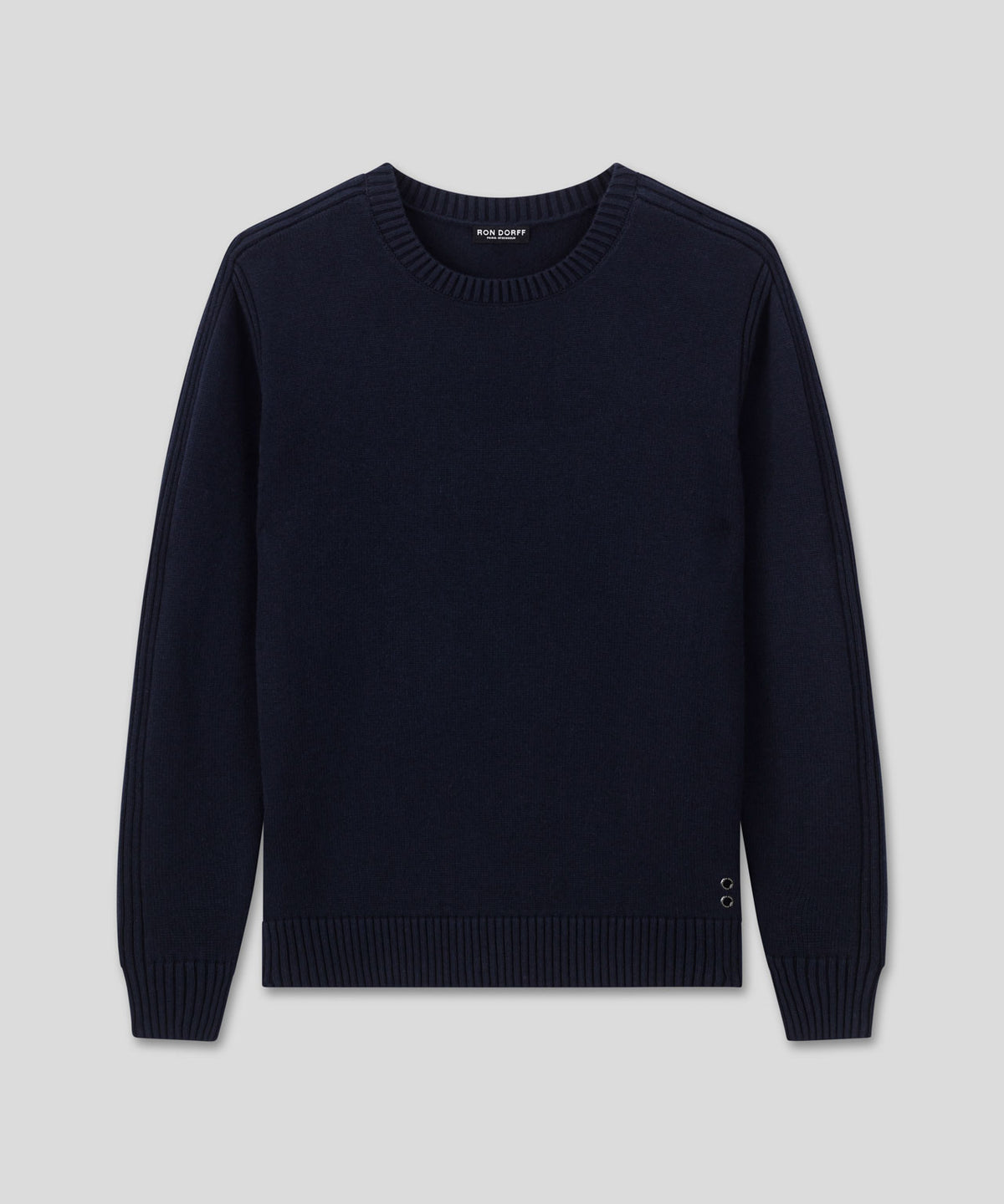 Cotton-Wool Navy Sweater w. Side Rib: Navy