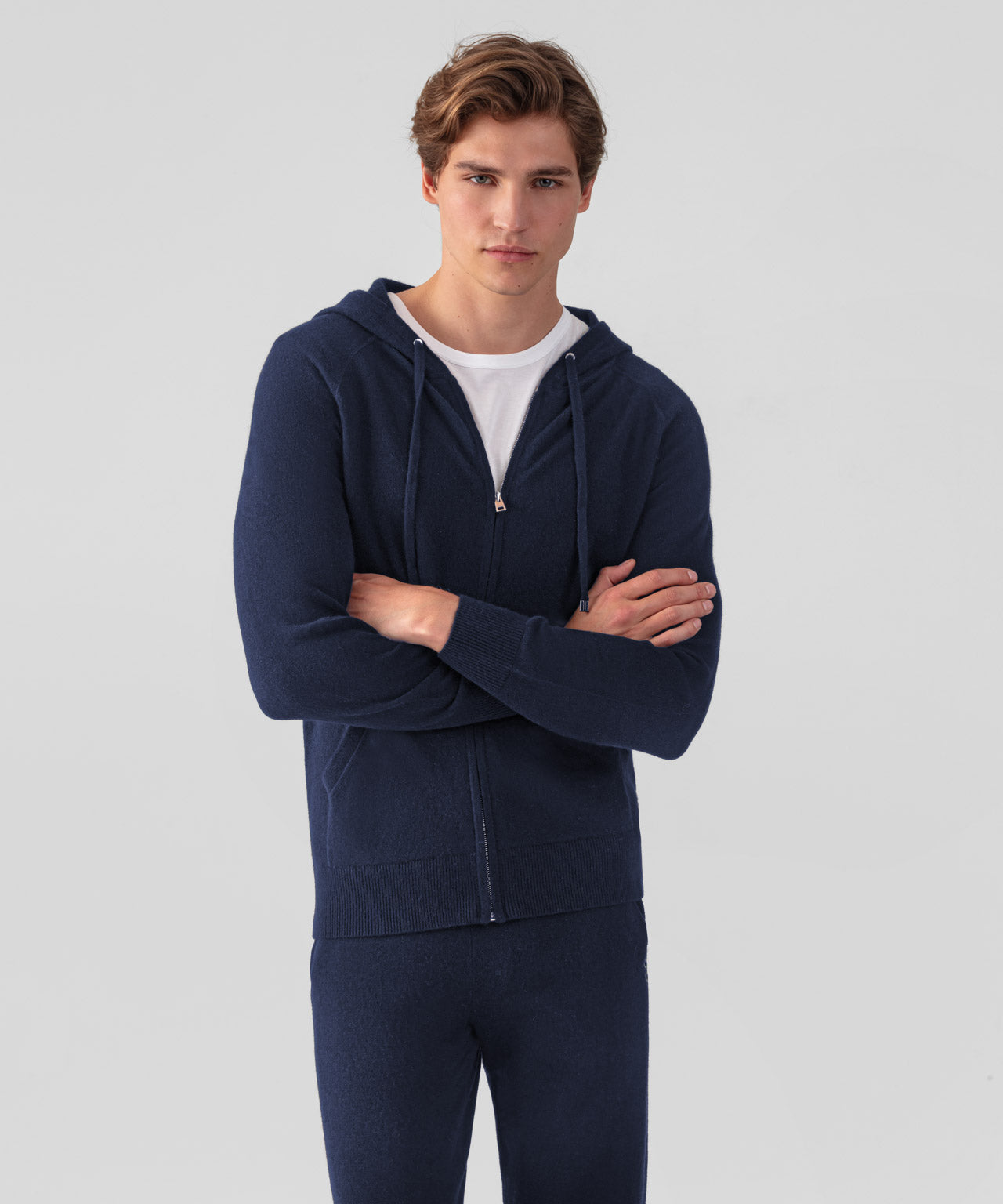 Cashmere Zipped Hoodie: Navy | Ron Dorff