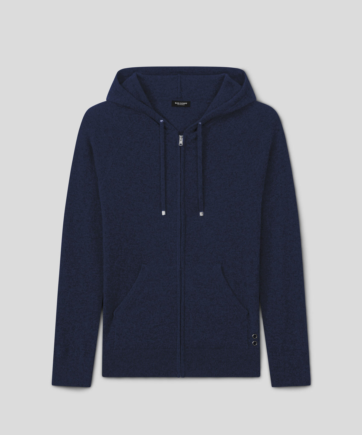 Cashmere Zipped Hoodie: Navy