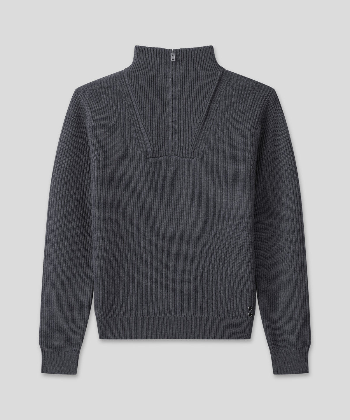 Ribbed Wool Half Zip Sweater: Cosmo Grey