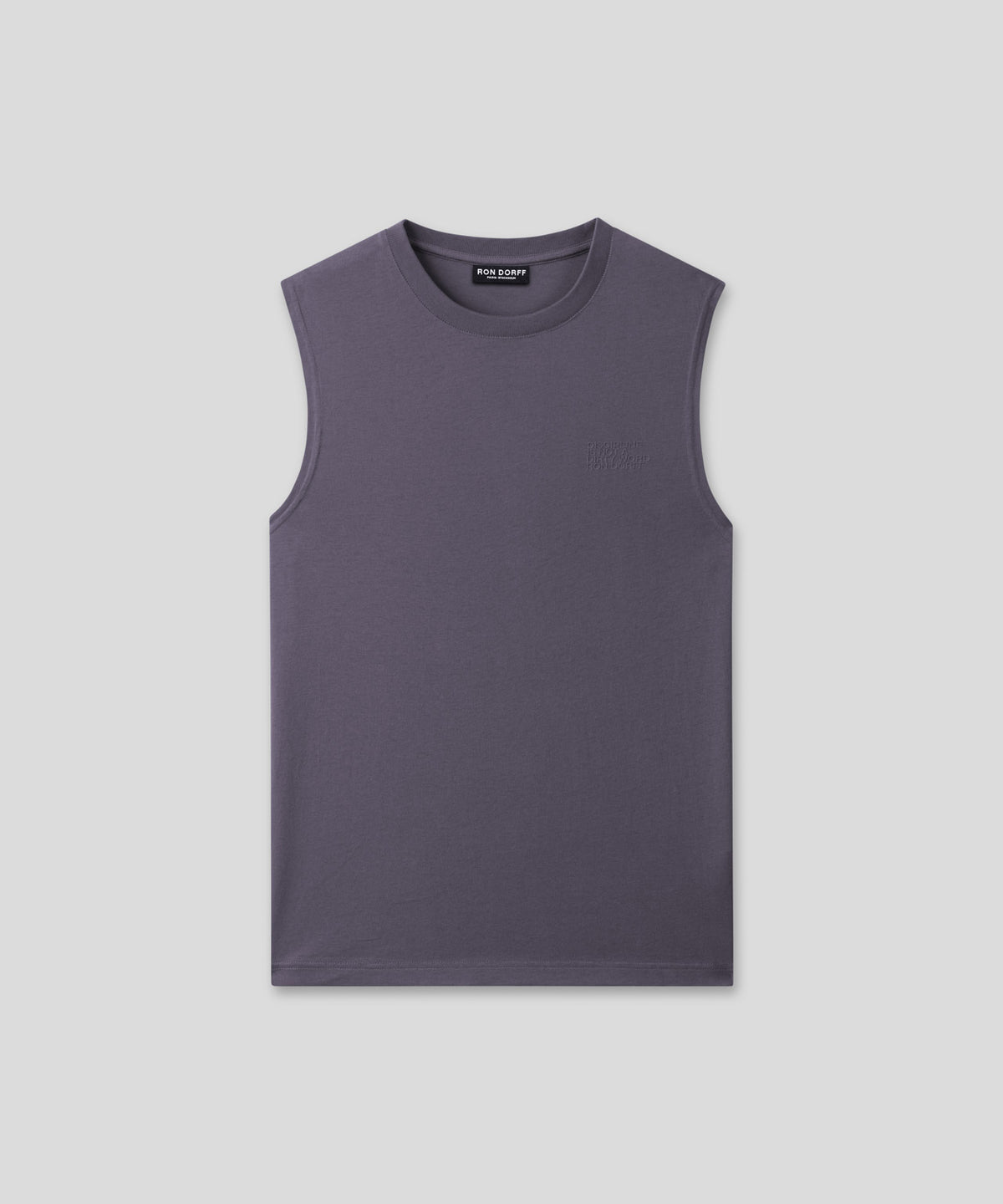 Organic Cotton Sleeveless T-Shirt Small Print "DISCIPLINE": Cosmo Grey