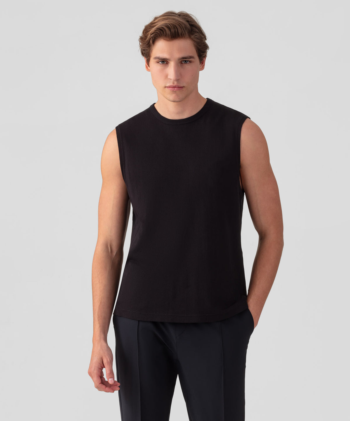 Mesh Sleeveless T-Shirt: Black