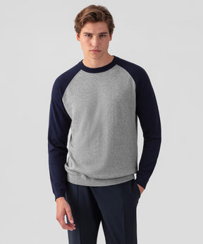 Cotton Wool Knitted Long Sleeved T-Shirt: Navy