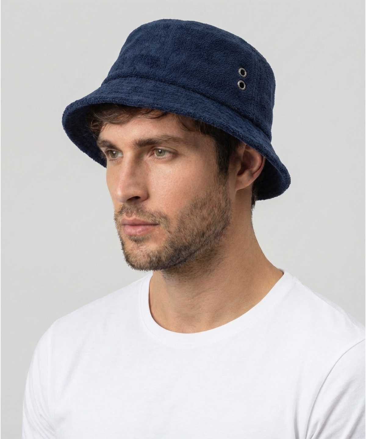 Cotton Terry Bucket Hat: Navy