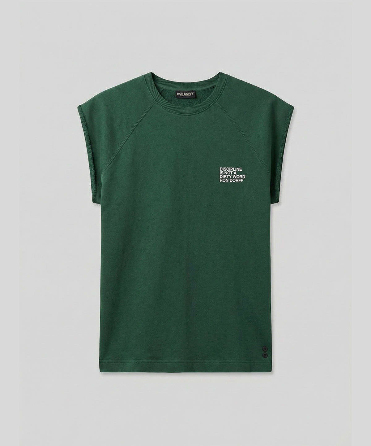 Organic Cotton Sleeveless Sweatshirt "DISCIPLINE": Court Green