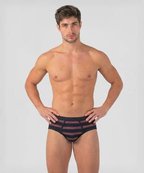 RON DORFF Y Front Briefs w. Stripes: Navy
