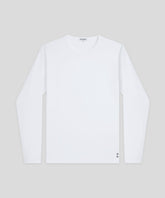 T-shirt manche longue col rond en coton: Blanc