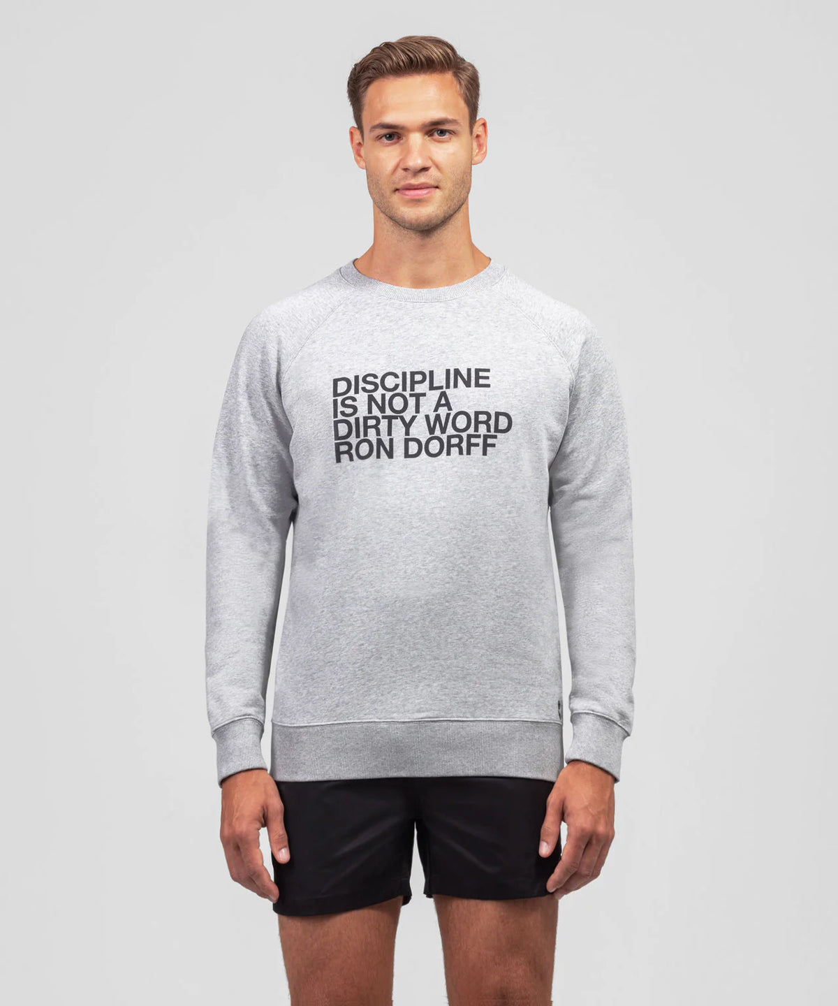 Sweatshirt en coton bio "DISCIPLINE": Gris chiné