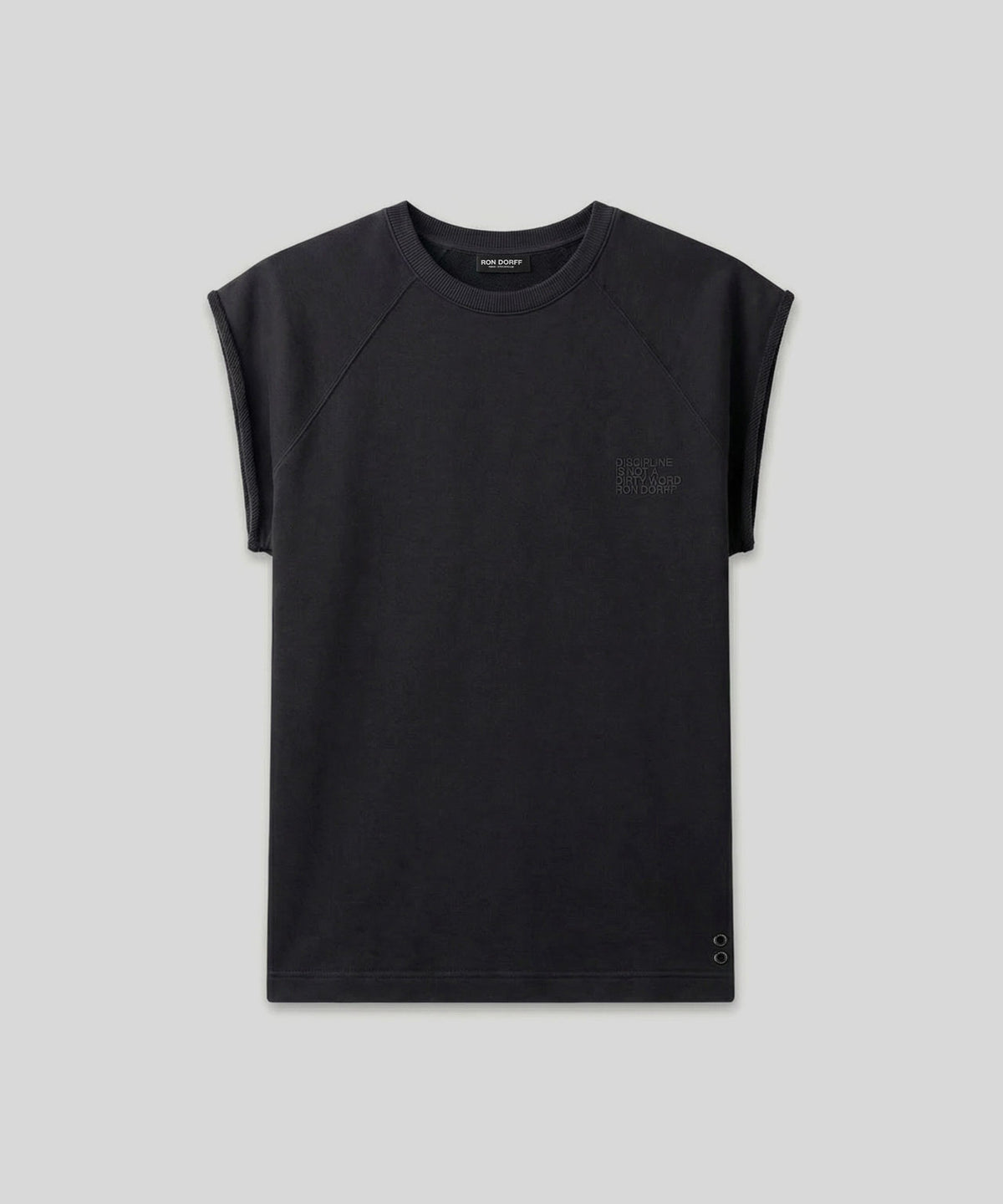 Organic Cotton Sleeveless Sweatshirt "DISCIPLINE": Black