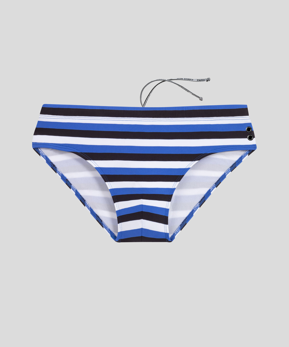 Slip de bain coupe ajustée à rayures tricolores: Bleu grec/Blanc 