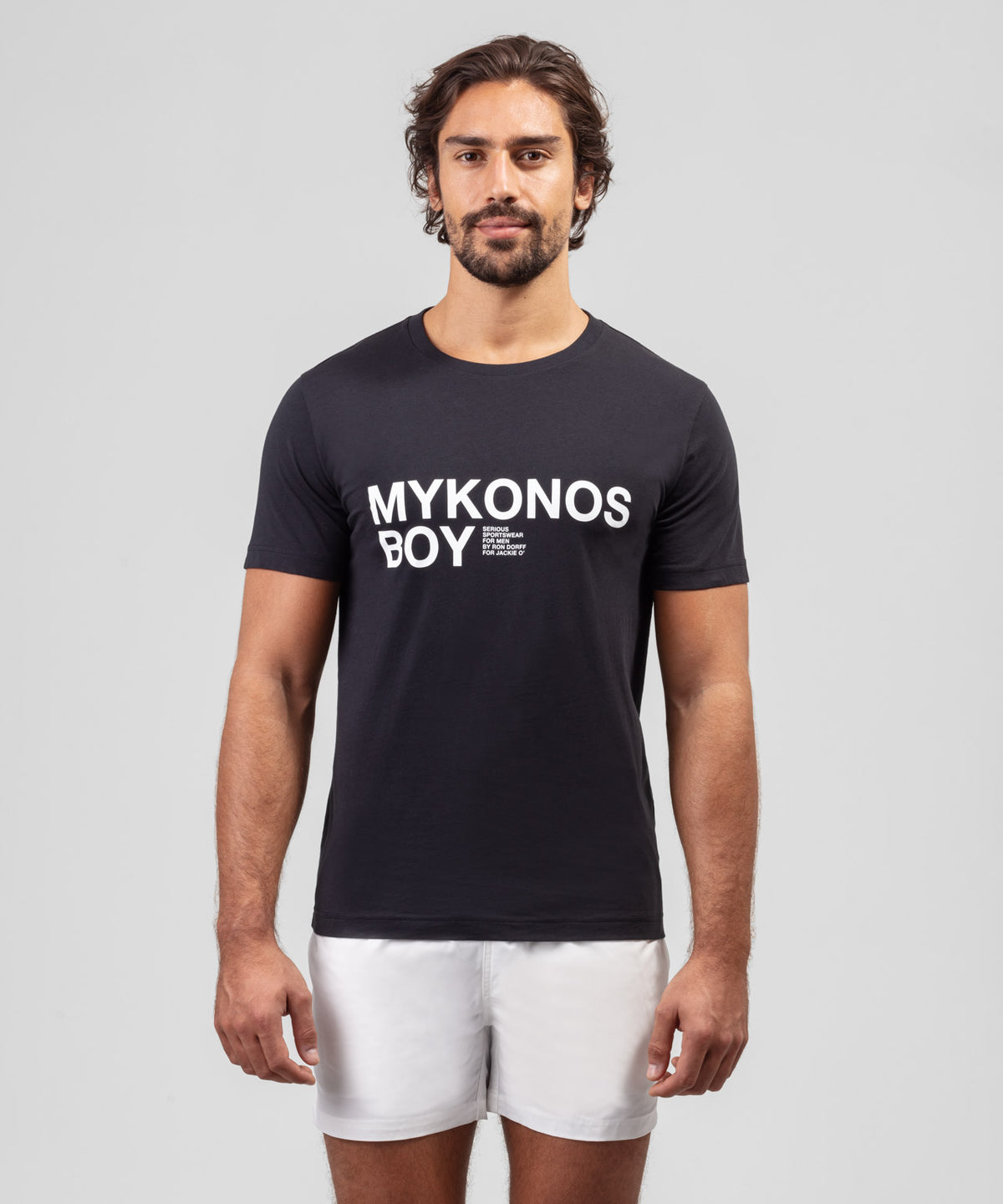 T-shirt en coton organique à imprimé MYKONOS BOY: Noir