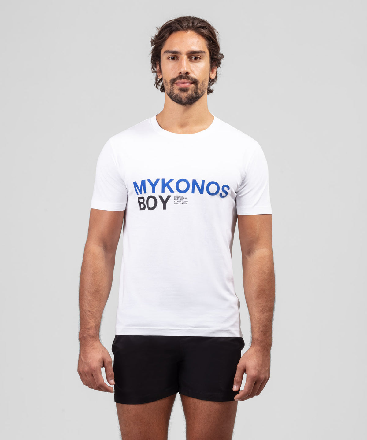 T-shirt en coton organique à imprimé MYKONOS BOY: Blanc