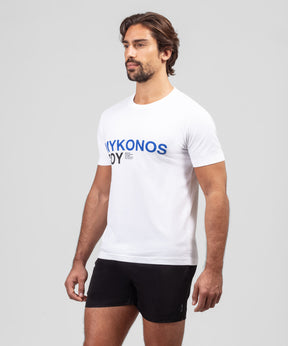 T-shirt en coton organique à imprimé MYKONOS BOY: Blanc