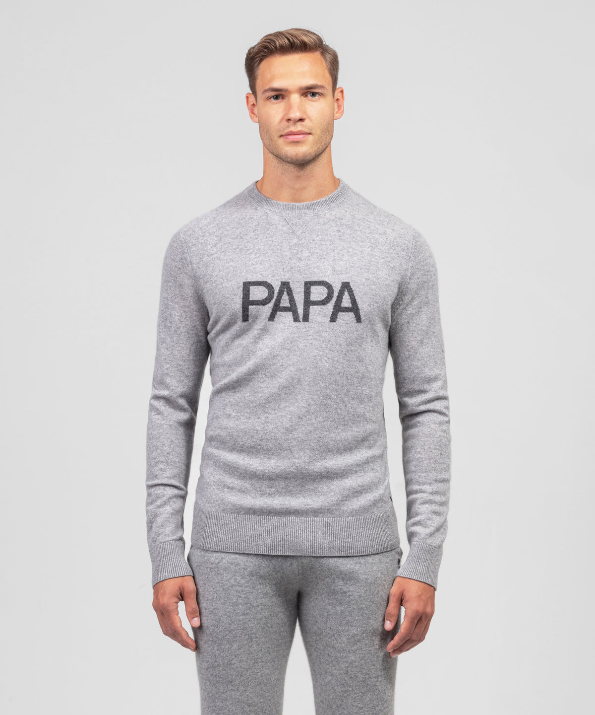Pull en cachemire "PAPA": Gris chiné