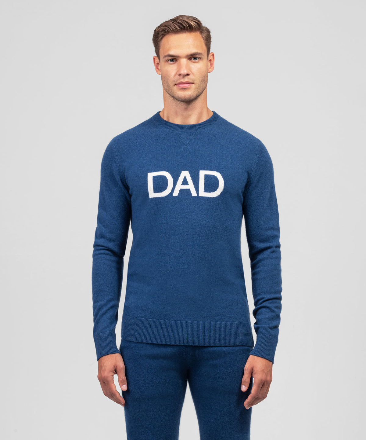 Pull en cachemire "DAD": Bleu lac