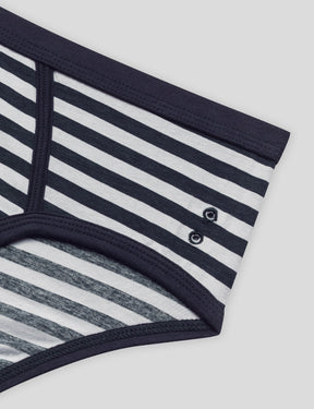 Slip Y-front en coton à rayures: Bleu marine/Blanc