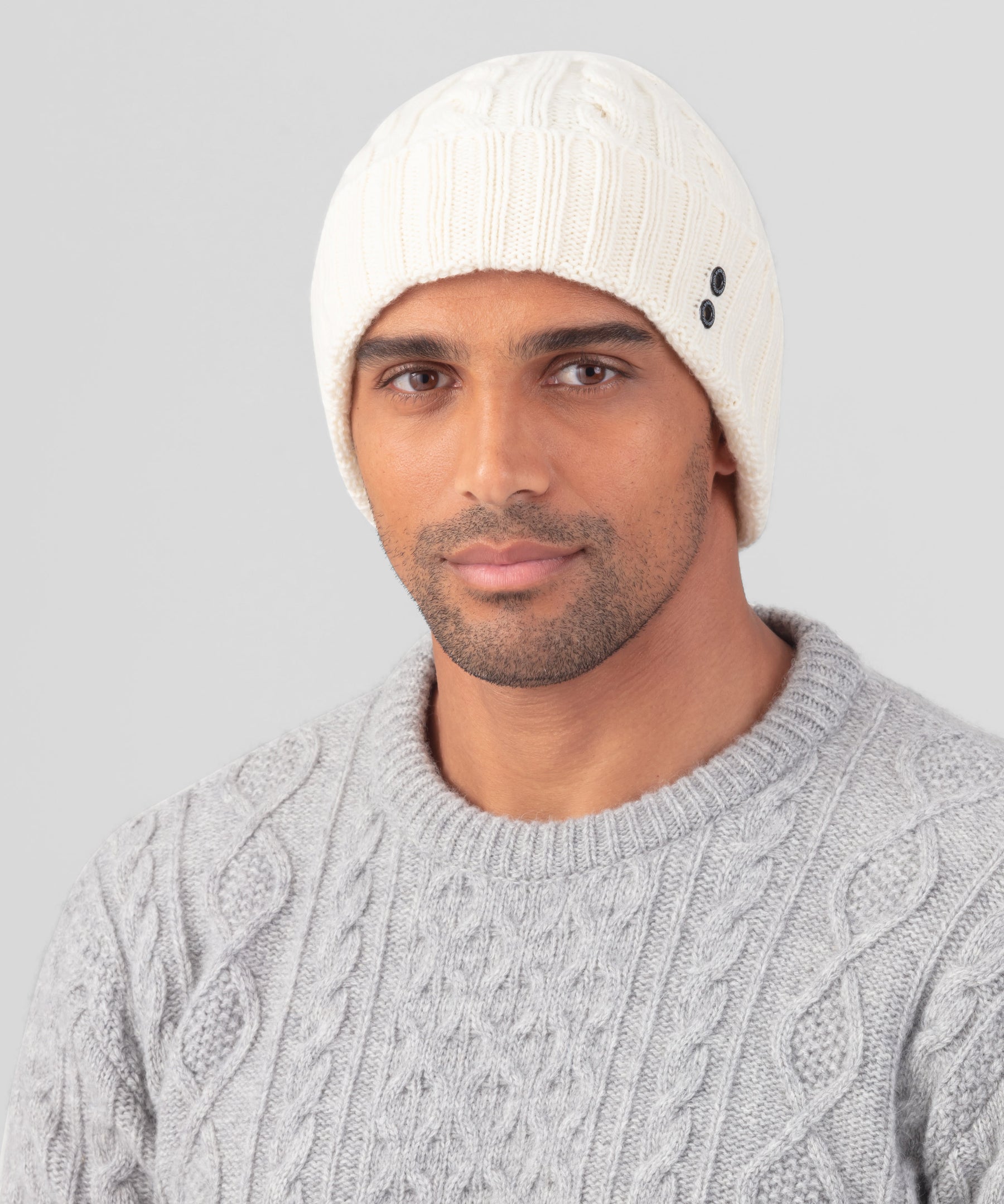 Wool Cashmere Telemark Beanie: Off White