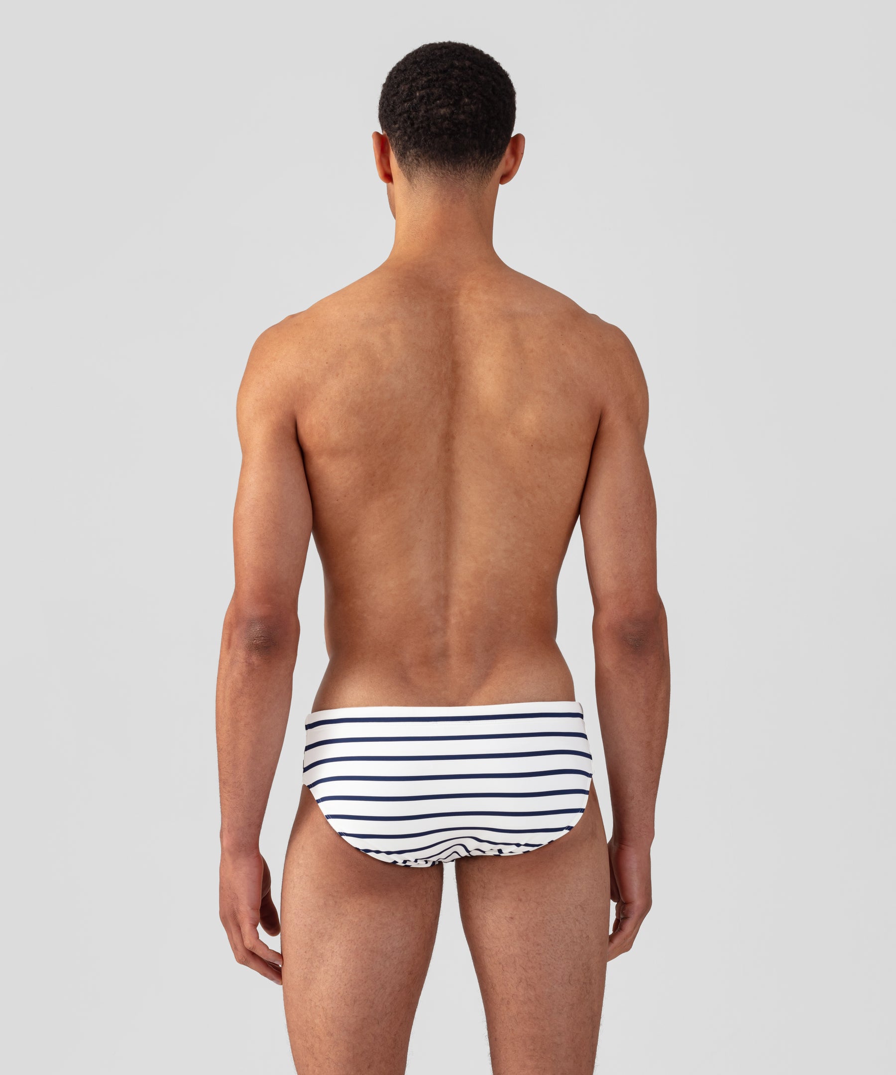 Swim Briefs Irregular Stripes: White/Navy