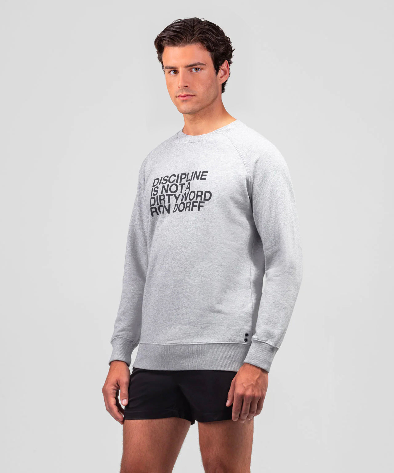 Sweatshirt en coton bio "DISCIPLINE": Gris chiné