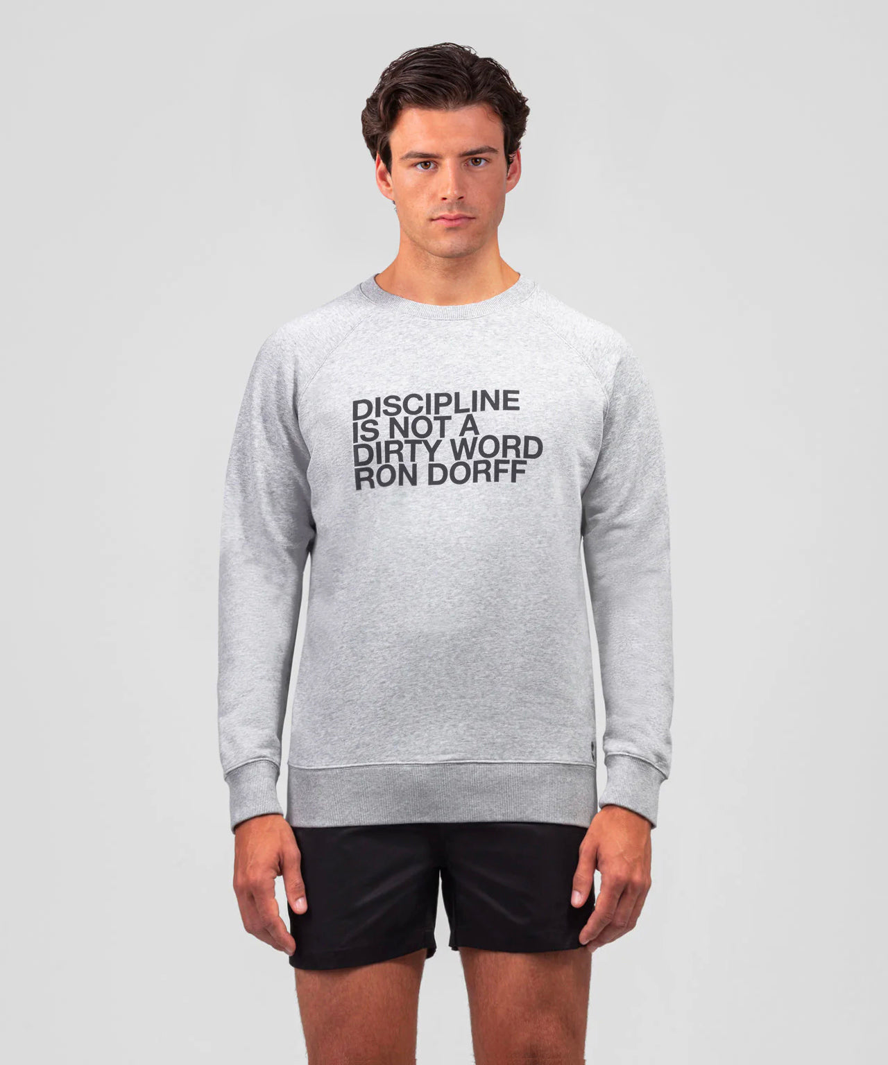 Sweatshirt en coton bio "DISCIPLINE": Gris chiné
