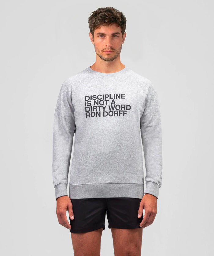 Sweatshirt en coton bio "DISCIPLINE": Gris chiné