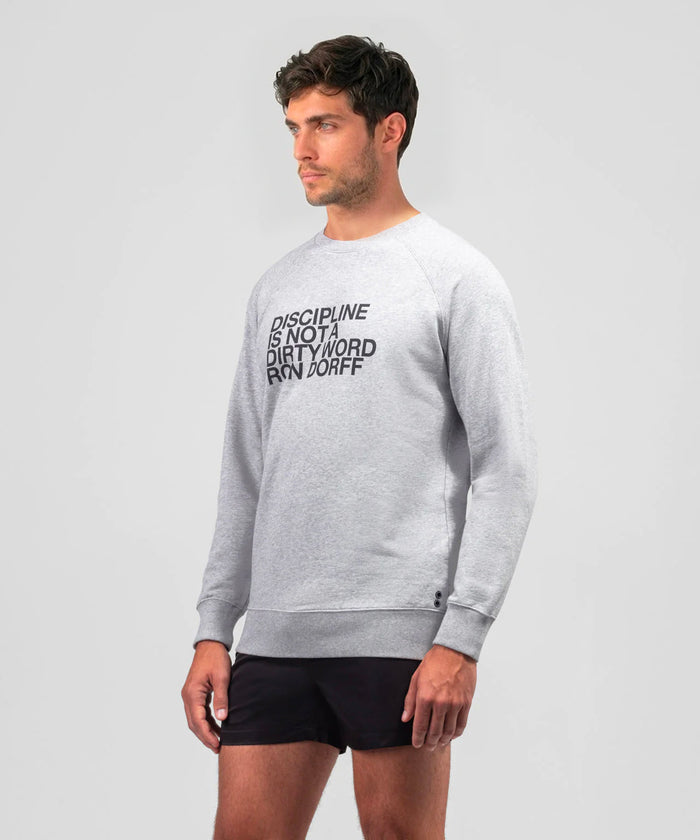 Sweatshirt en coton bio "DISCIPLINE": Gris chiné