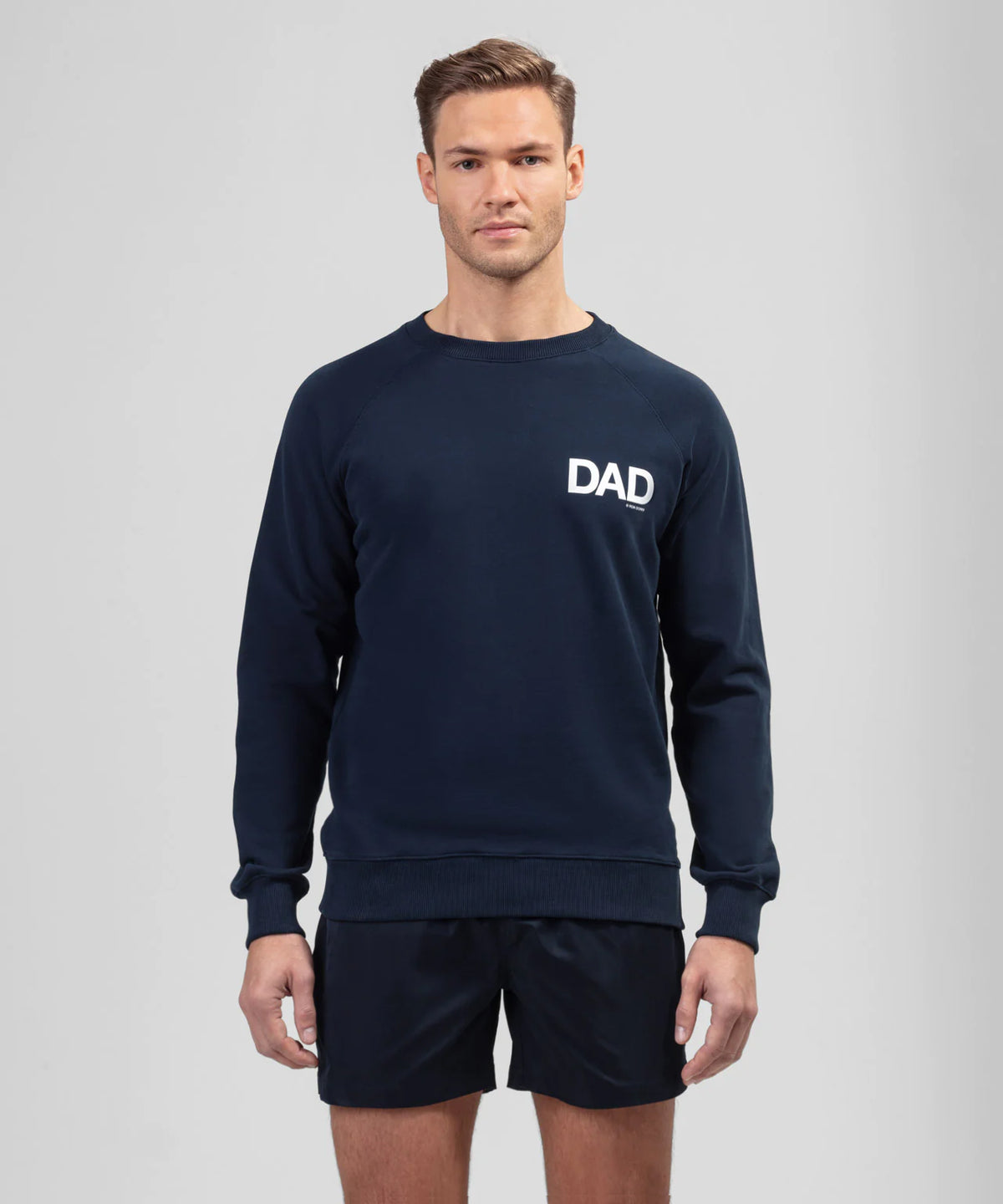 Sweatshirt en coton organique à imprimé DAD: Bleu marine