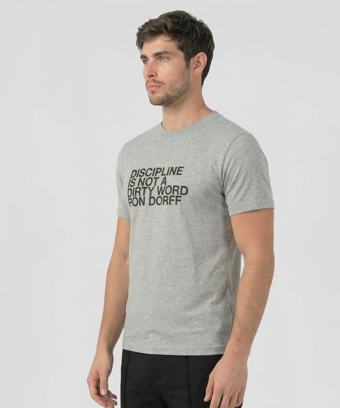 T-shirt en coton bio "DISCIPLINE": Gris chiné