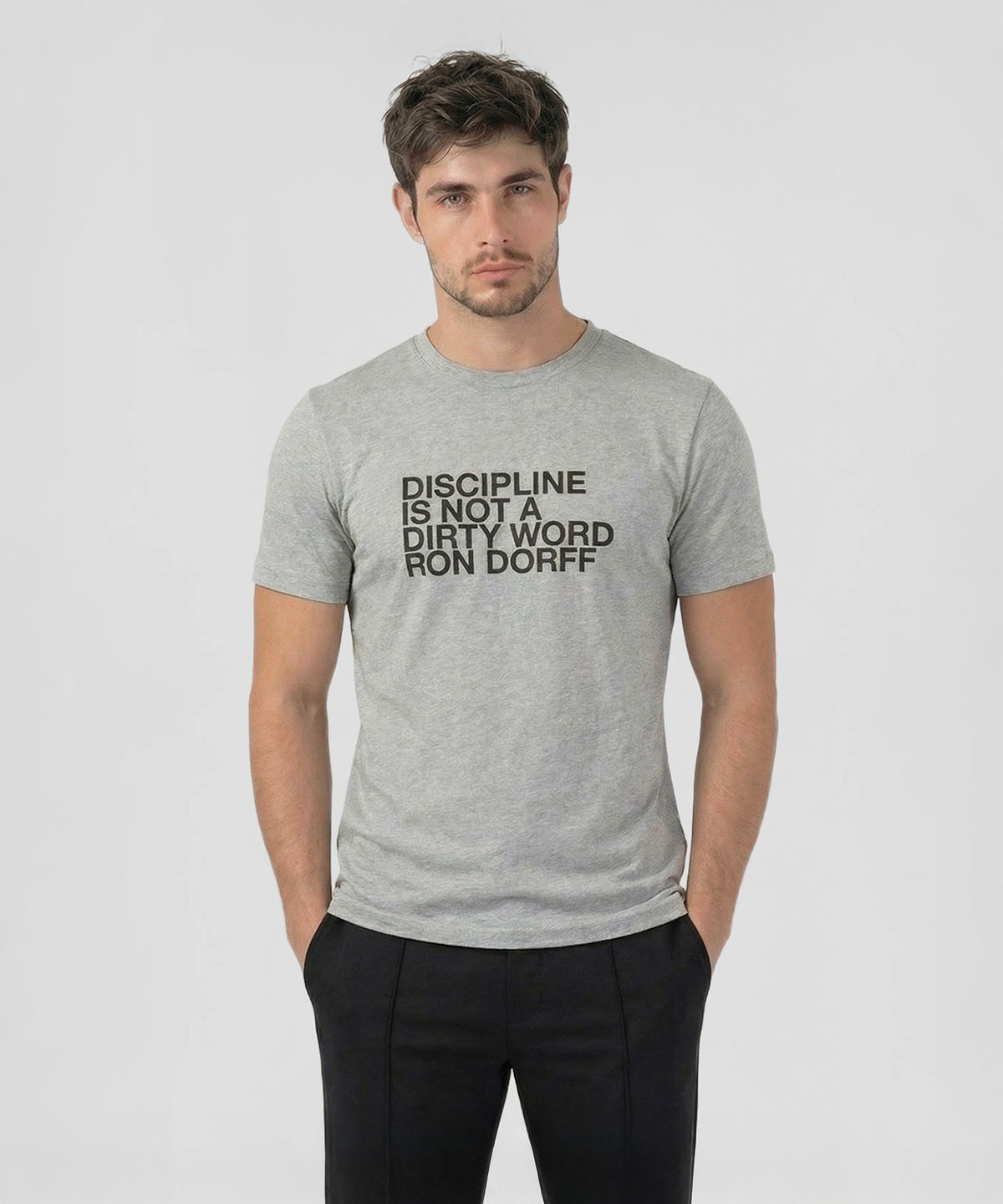 T-shirt en coton bio "DISCIPLINE": Gris chiné