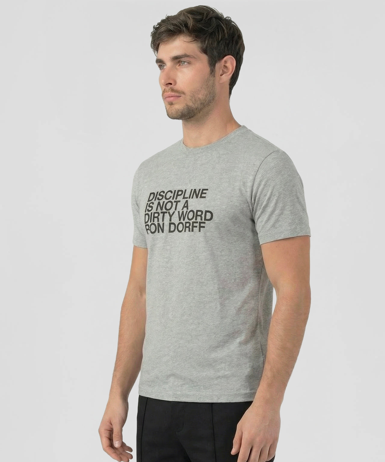 Organic Cotton T-Shirt "DISCIPLINE": Grey Melange