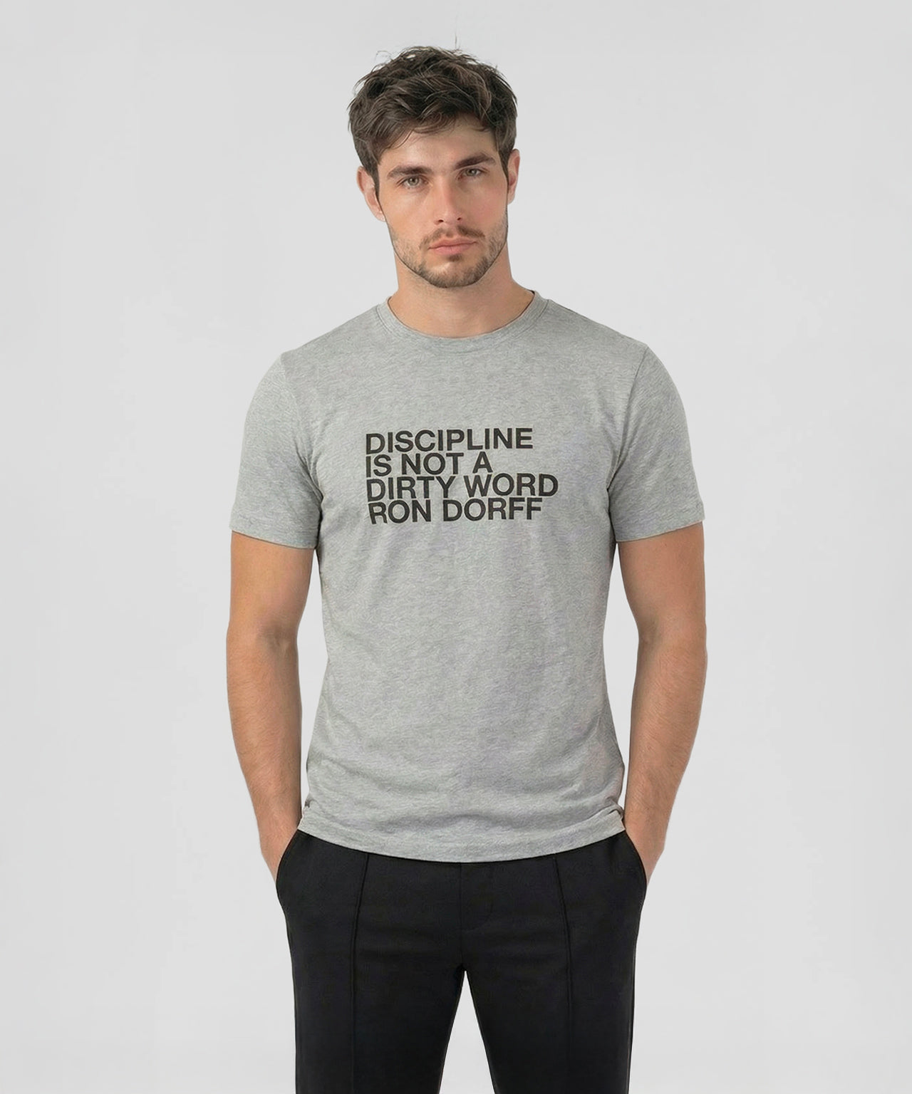 T-shirt en coton bio "DISCIPLINE": Gris chiné