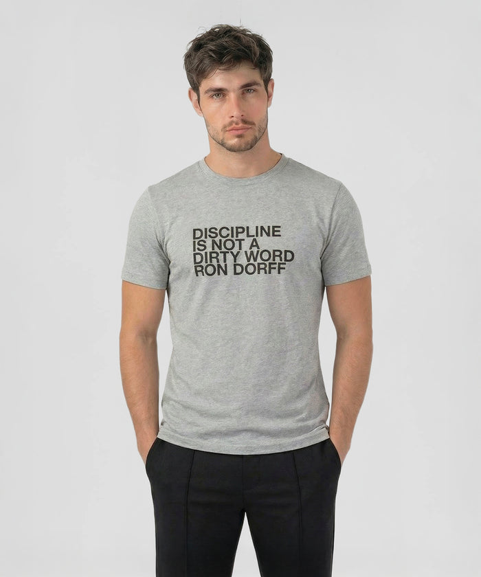T-shirt en coton bio "DISCIPLINE": Gris chiné