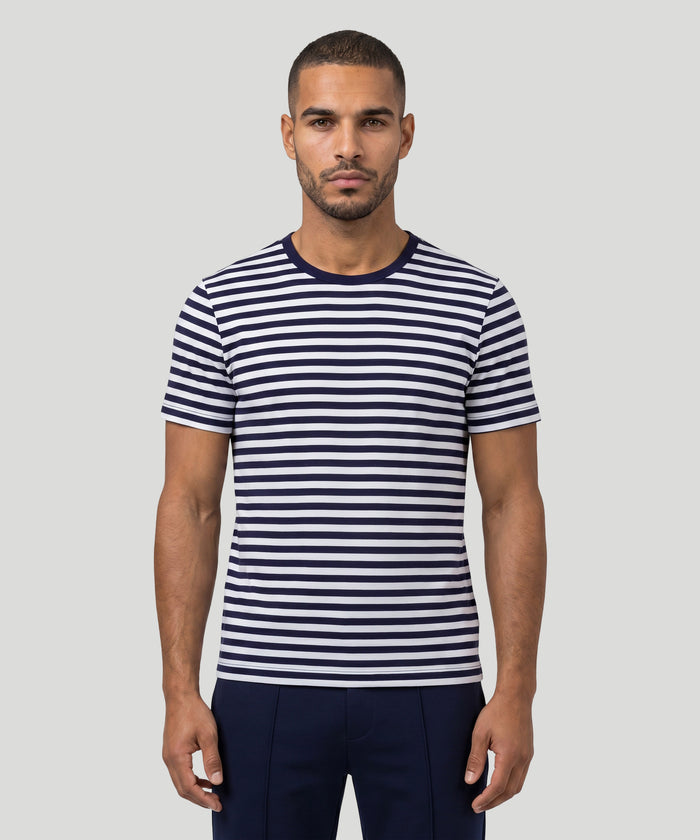 Crew Neck T-Shirt Eyelet Edition: Marineblau/Weiß