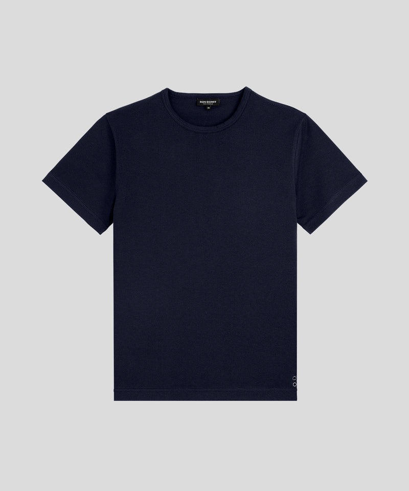 Baumwoll-Modal-T-Shirt Eyelet Edition: Marineblau