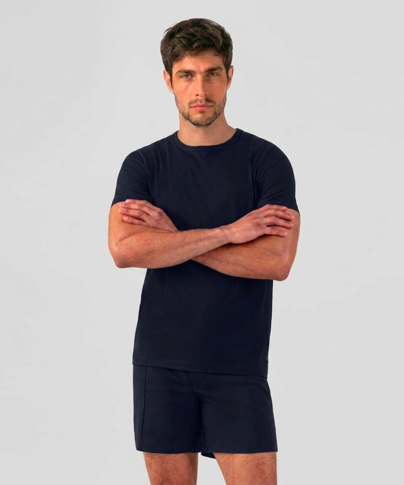Baumwoll-Modal-T-Shirt Eyelet Edition: Marineblau