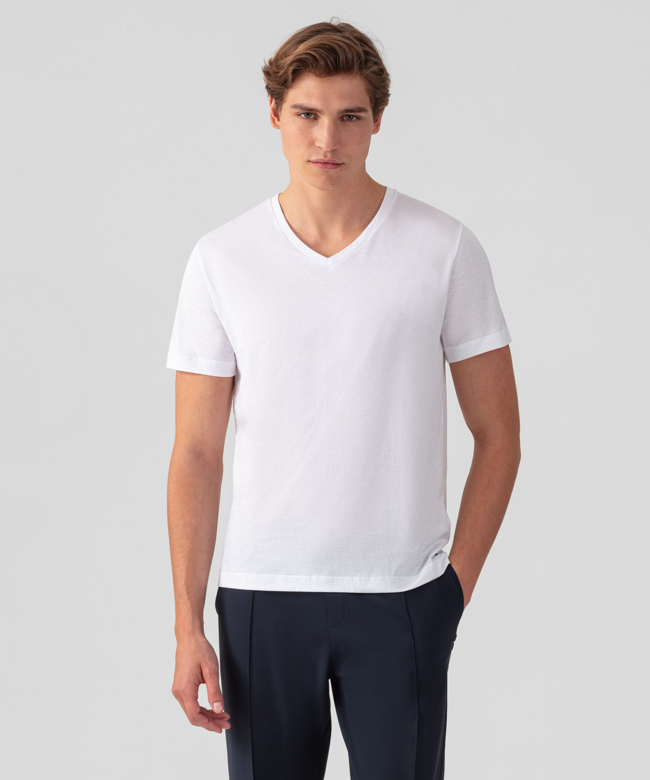 V Neck T-Shirt Eyelet Edition: Optic White | Ron Dorff
