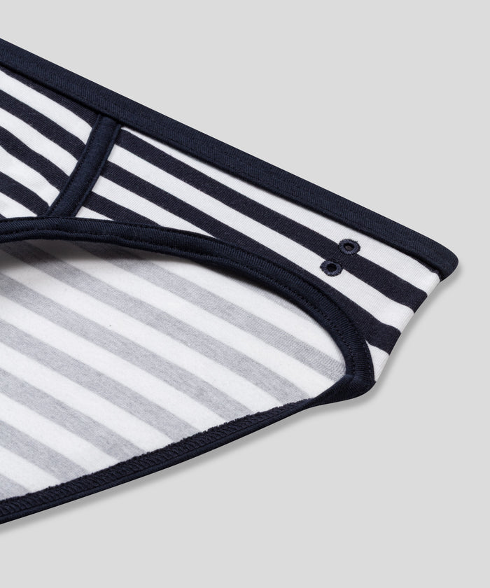 Slip Y-Front Slim: Bleu marine/blanc