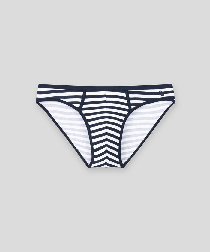 Slip Y-Front Slim: Bleu marine/blanc