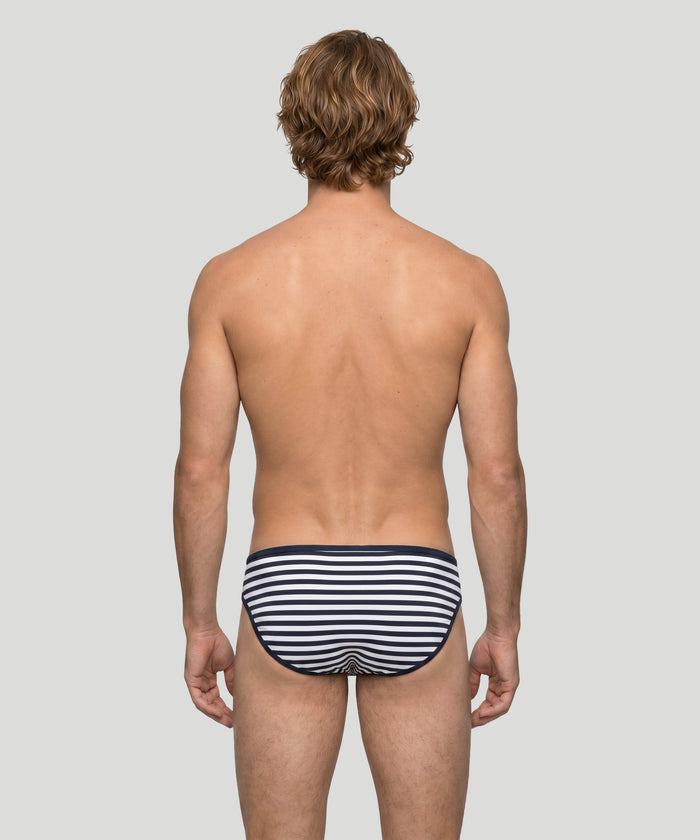 Slip Y-Front Slim: Bleu marine/blanc