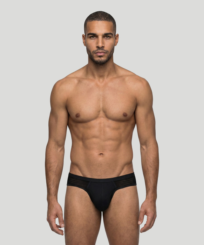 Slip Y-Front Slim en mesh: Noir