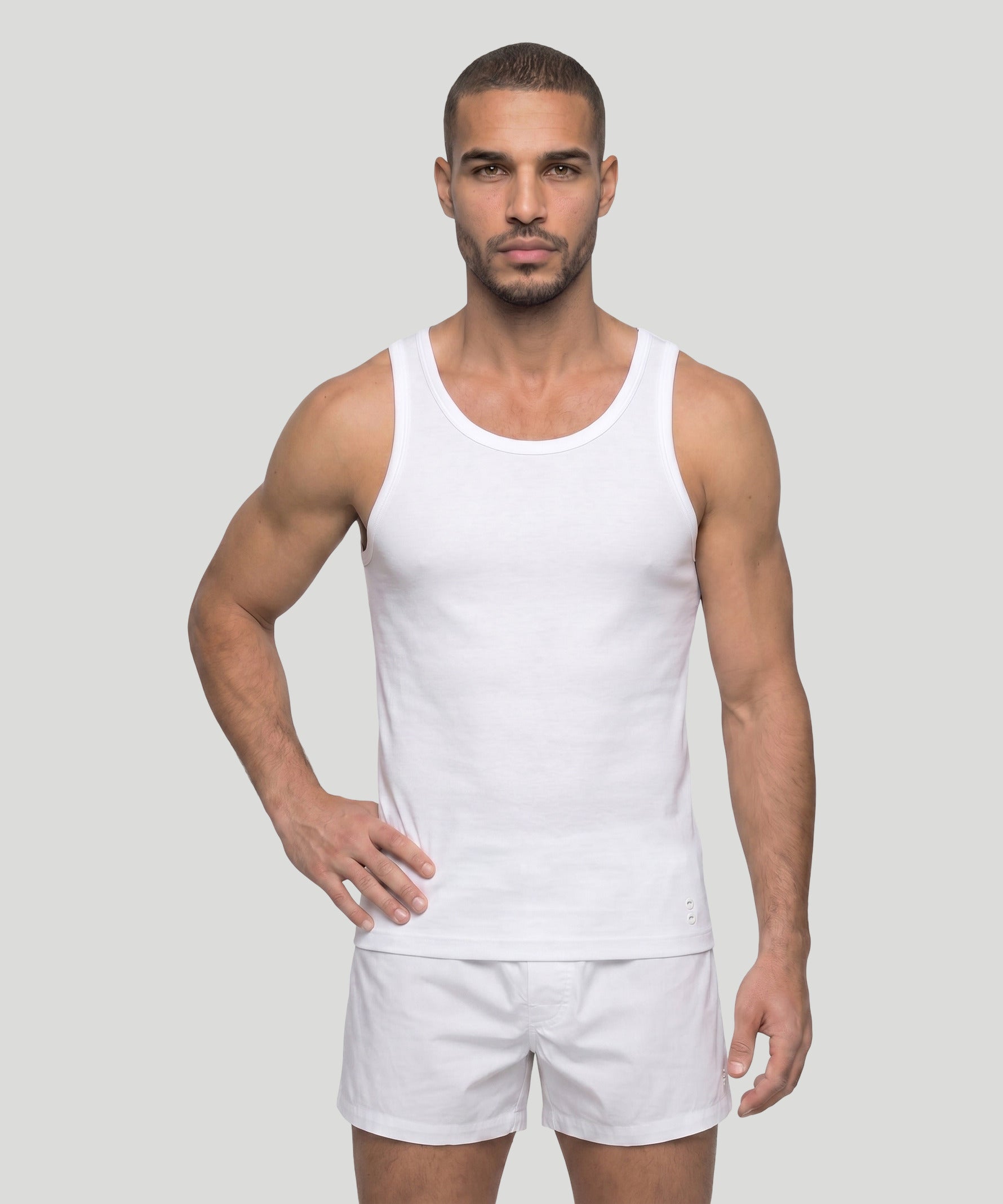 Ribbed Tank Top: Weiß